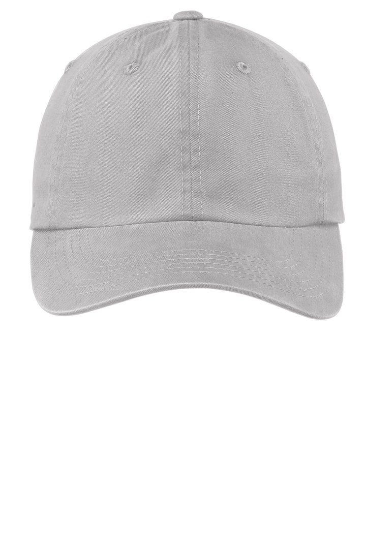 Port Authority Garment-Washed Cap.  PWU — Chrome — front