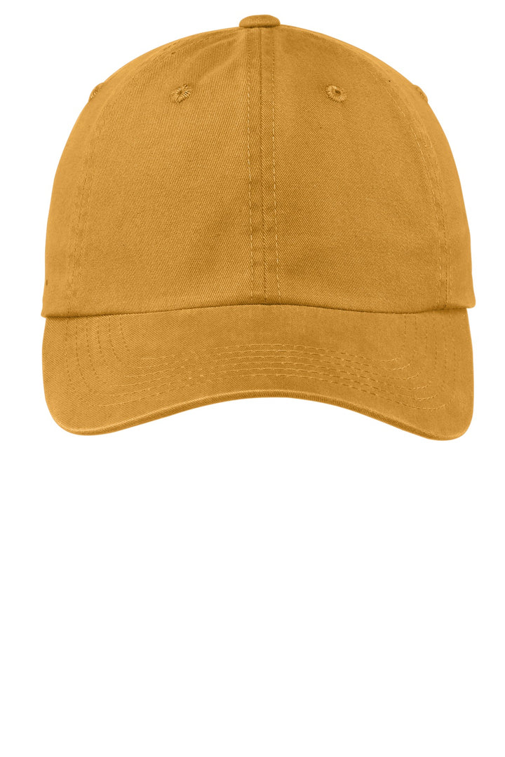 Port Authority Garment-Washed Cap.  PWU — Dandelion — front