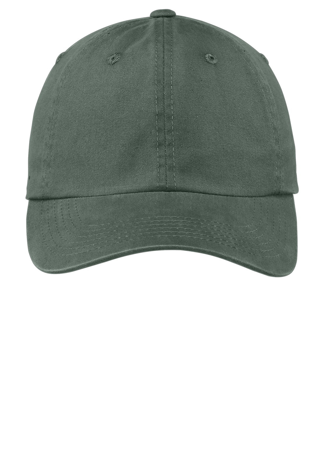 Port Authority Garment-Washed Cap.  PWU — Green — front