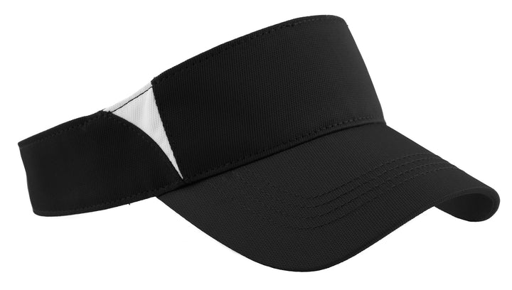 Sport-Tek Dry Zone Colorblock Visor.  STC13 — Black/ White — front