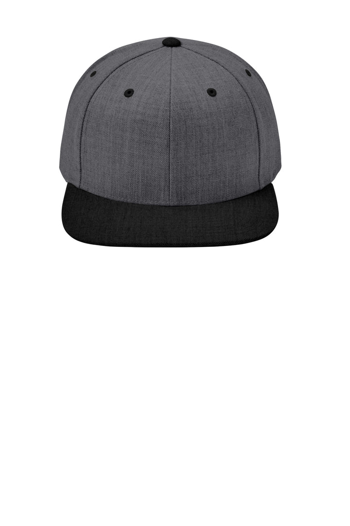 Sport-Tek YP Classics Flat Bill Snapback Cap. STC19 — Dark Heather Grey/ Black — front