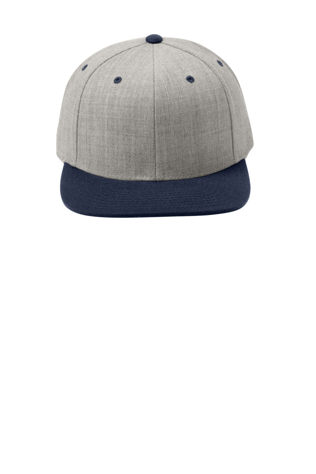 Sport-Tek YP Classics Flat Bill Snapback Cap. STC19 — Heather Grey/ True Navy — front