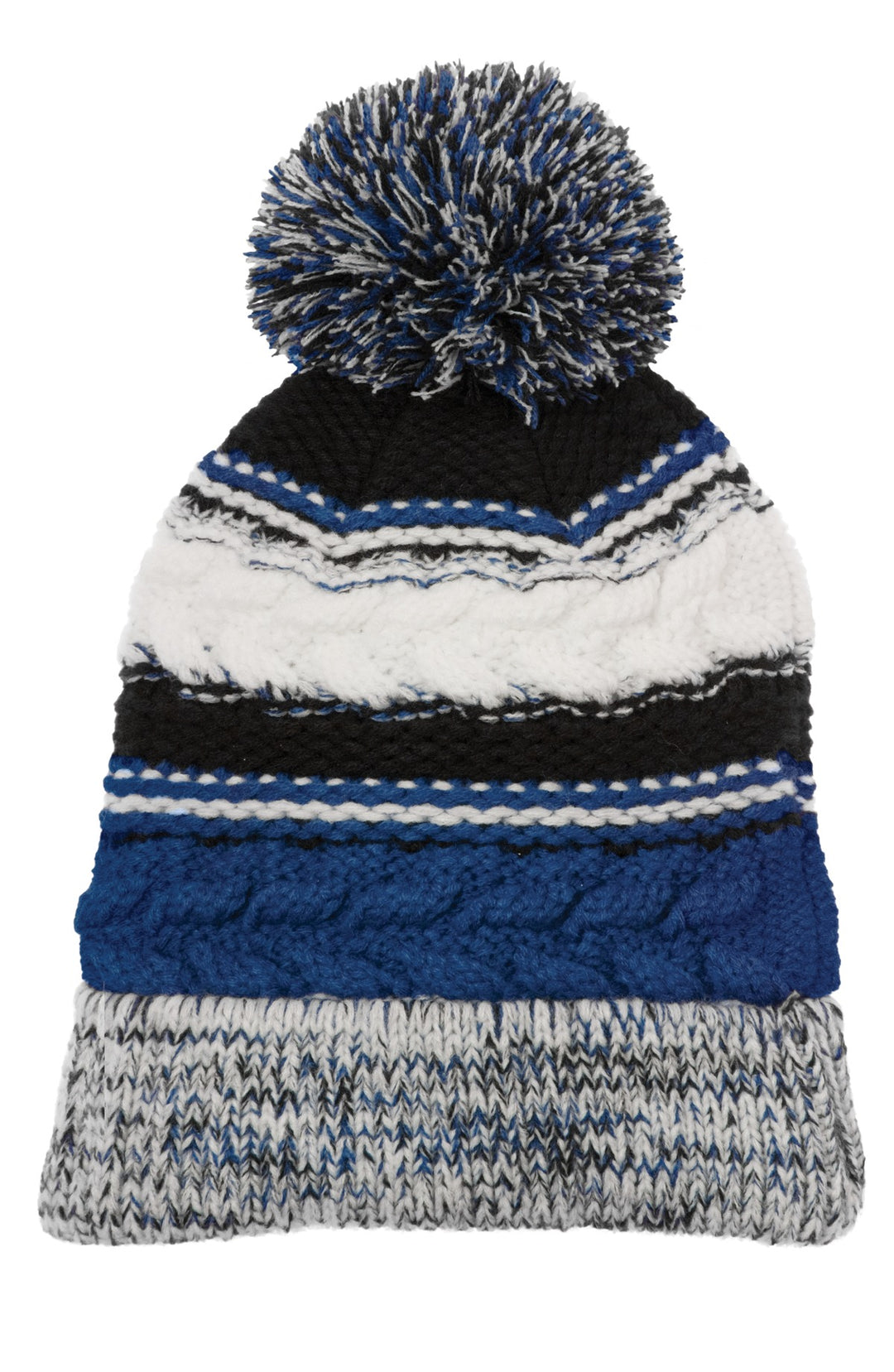 Sport-Tek Pom Pom Team Beanie. STC21 — True Royal/ Black/ White — front