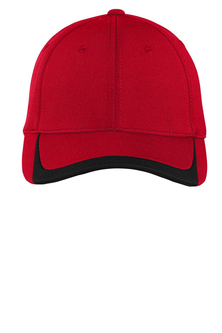 Sport-Tek Pique Colorblock Cap. STC24 — True Red/ Black — front