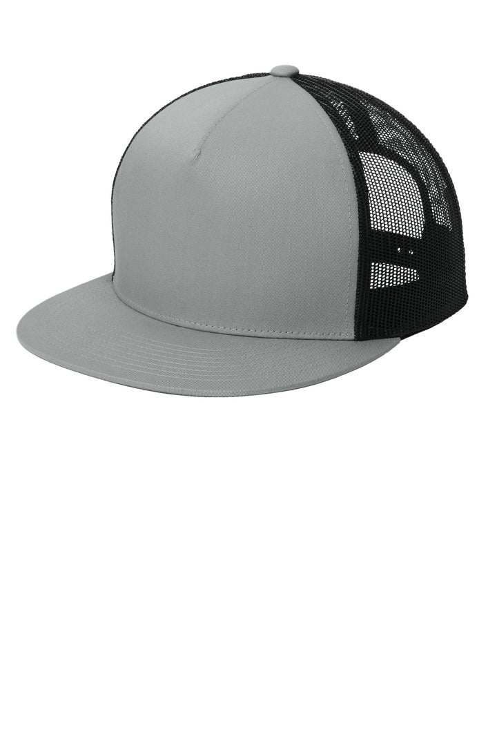 Sport-Tek YP Classics  5-Panel Classic Trucker Mesh Back Cap. STC38 — Silver/ Black — front