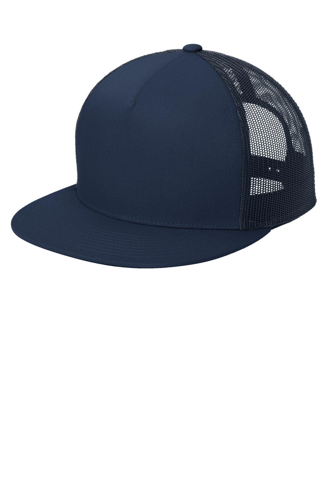 Sport-Tek YP Classics  5-Panel Classic Trucker Mesh Back Cap. STC38 — True Navy/ True Navy — front