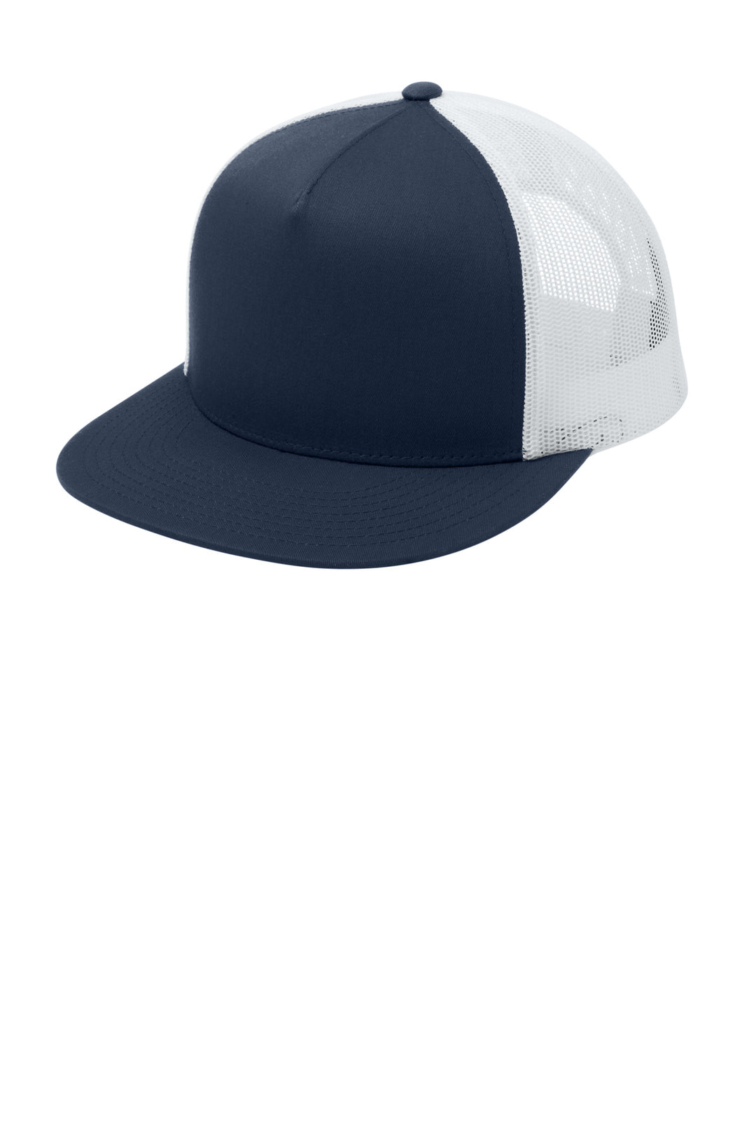 Sport-Tek YP Classics  5-Panel Classic Trucker Mesh Back Cap. STC38 — True Navy/ White — front