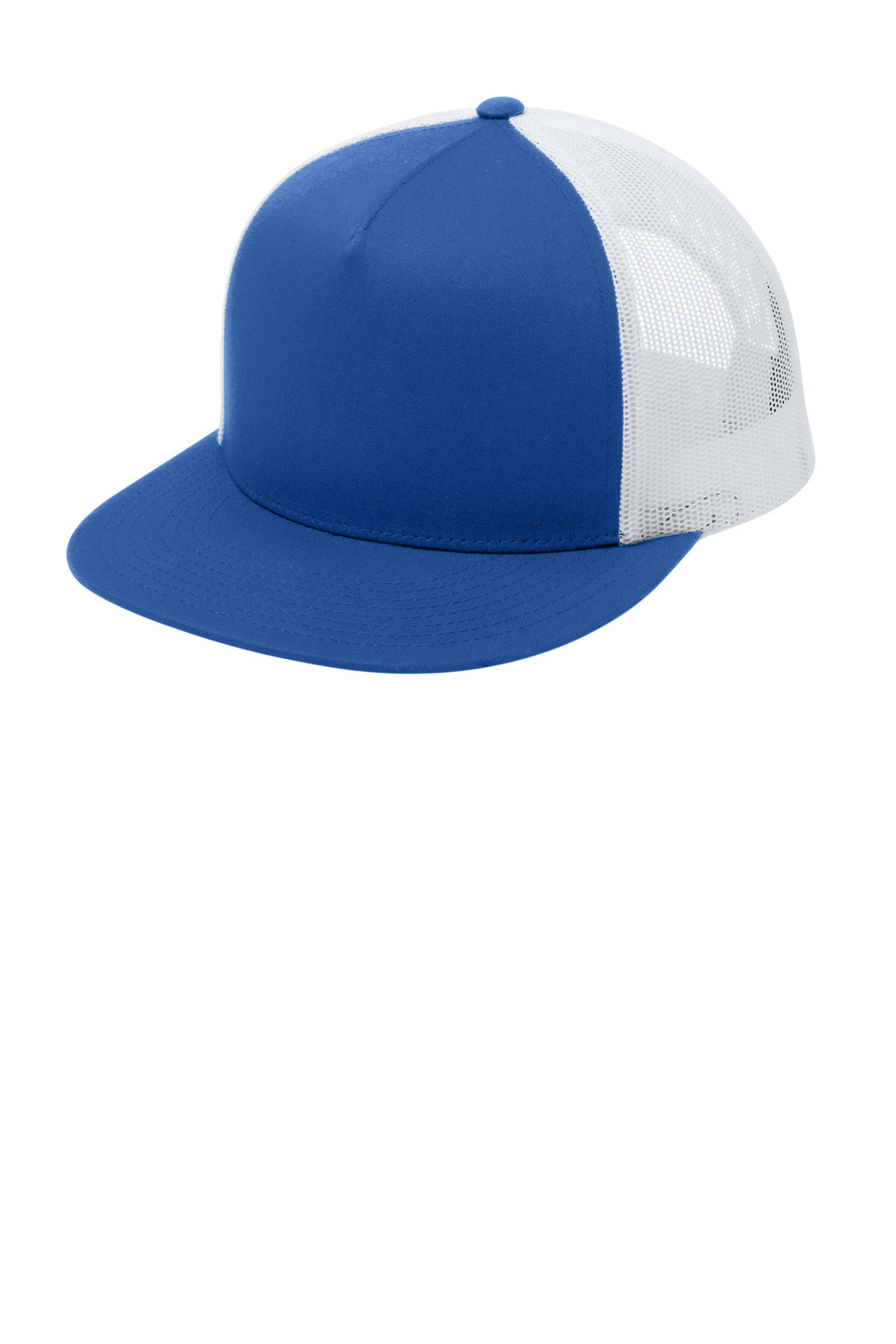 Sport-Tek YP Classics  5-Panel Classic Trucker Mesh Back Cap. STC38 — True Royal/ White — front