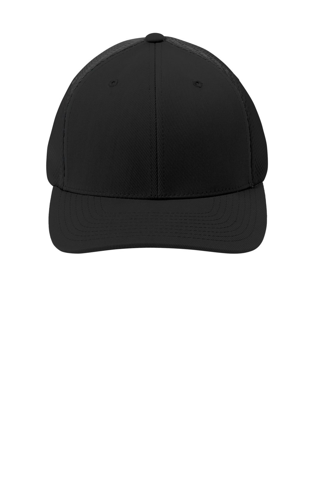 Sport-Tek  Flexfit  Air Mesh Back Cap. STC40 — Black/ Black — front