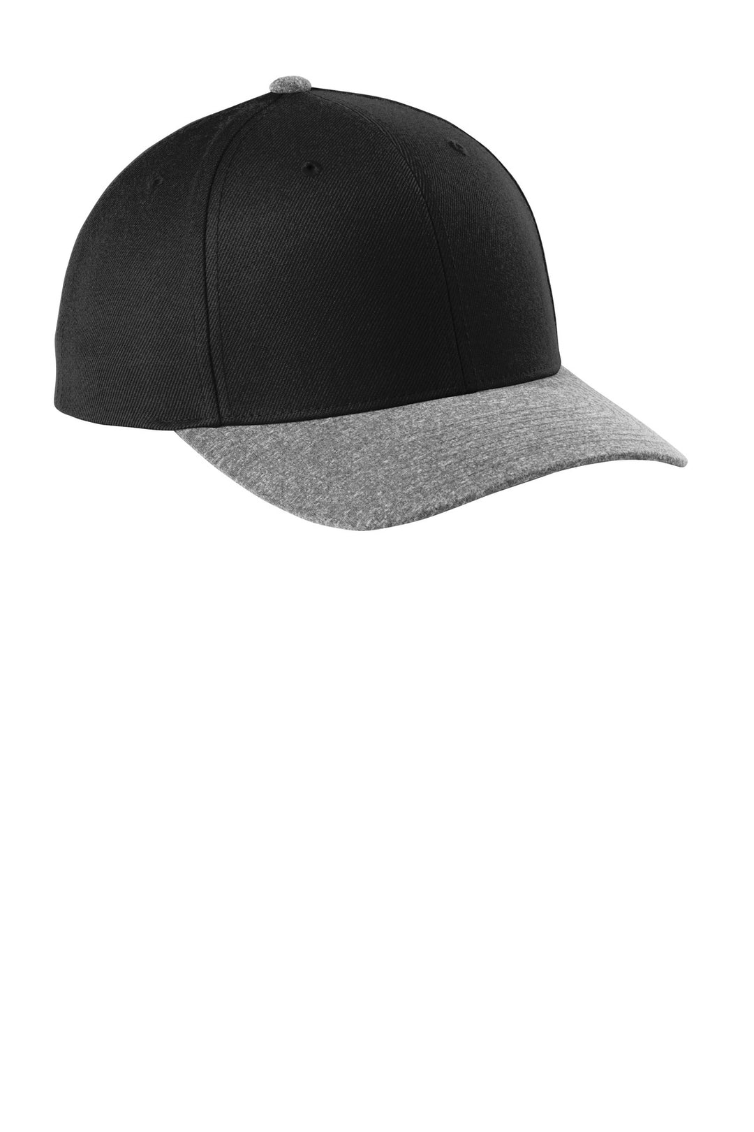 Sport-Tek  YP Classics  Curve Bill Snapback Cap. STC43 — Black/ Grey Heather — front