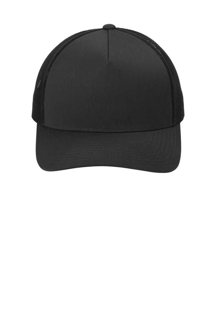 Sport-Tek YP Classics Retro Trucker 5-Panel Cap STC54 — Black/ Black — front