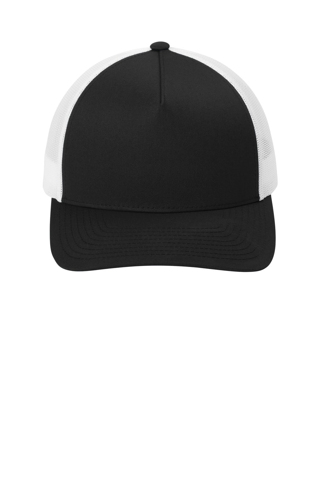 Sport-Tek YP Classics Retro Trucker 5-Panel Cap STC54 — Black/ White — front