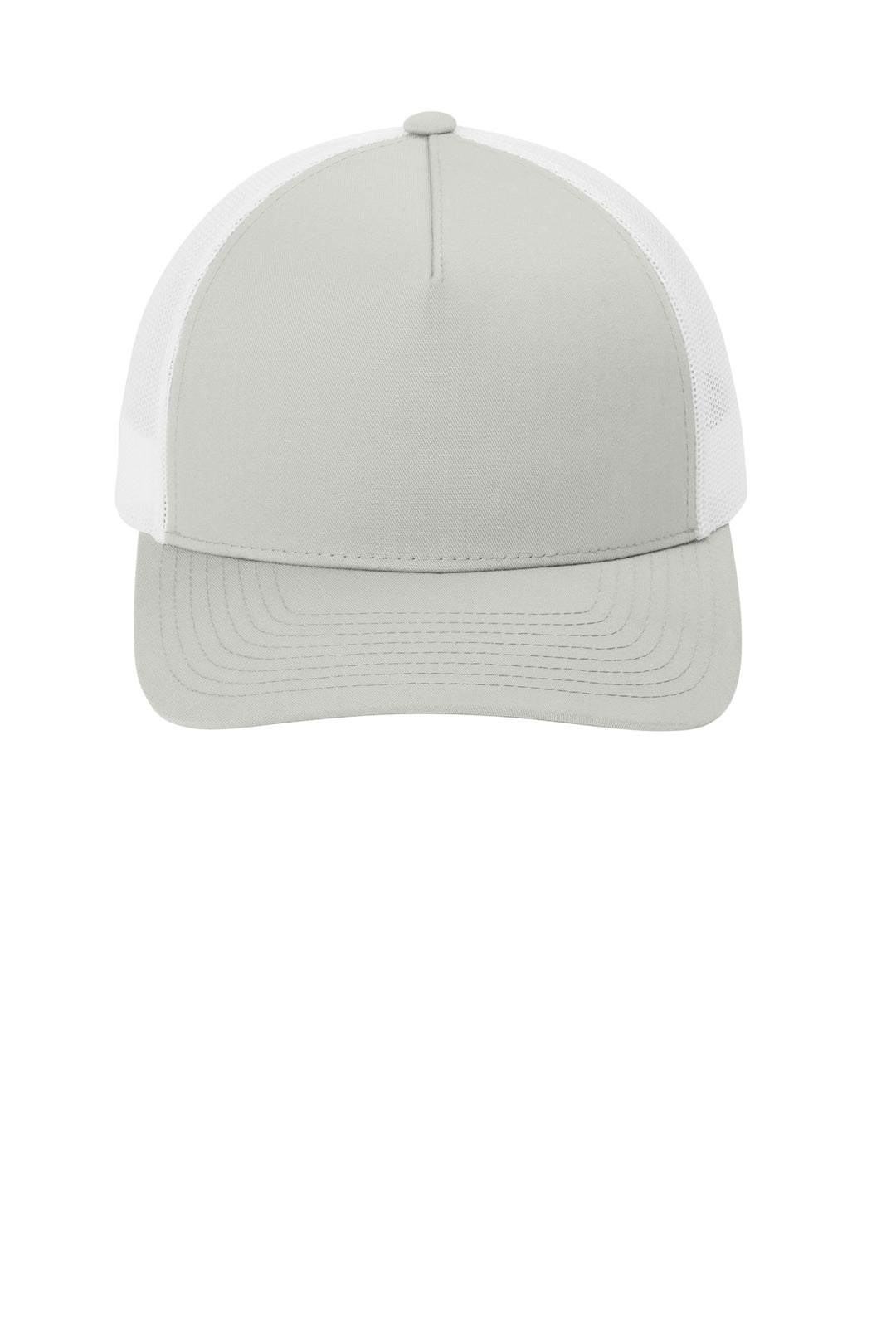 Sport-Tek YP Classics Retro Trucker 5-Panel Cap STC54 — Silver/ White — front