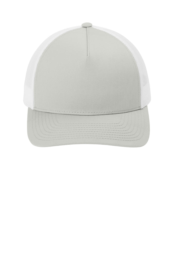 Sport-Tek YP Classics Retro Trucker 5-Panel Cap STC54 — Silver/ White — front