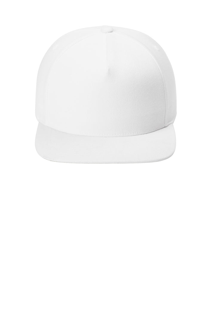 Sport-Tek YP Classics Premium 5-Panel Snapback Cap STC55 — White — front