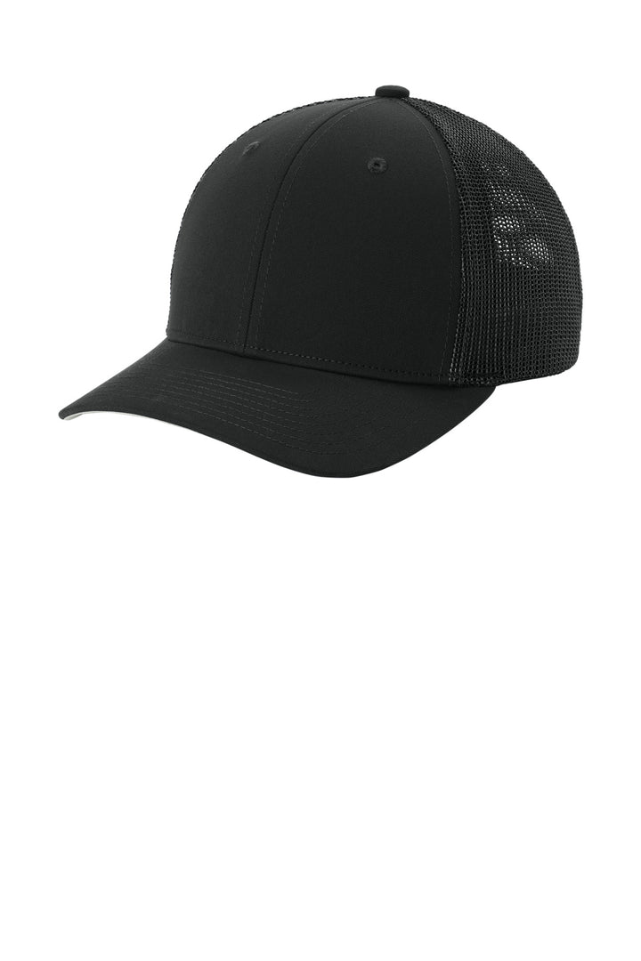 Sport-Tek Stretch-Tek Mesh Back Cap STC60 — Black/ Black — front