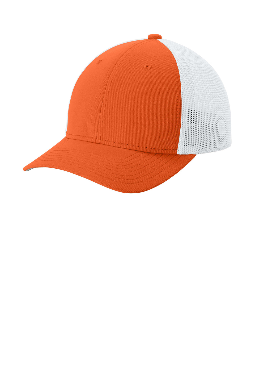 Sport-Tek Stretch-Tek Mesh Back Cap STC60 — Deep Orange/ White — front