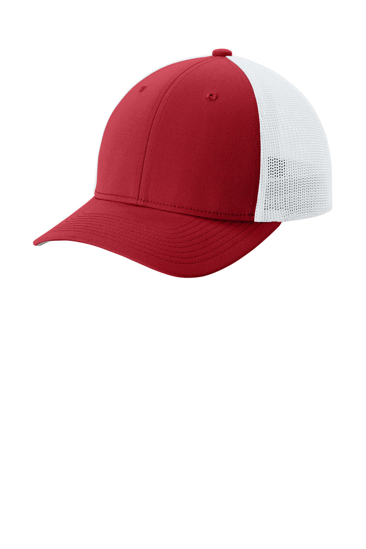 Sport-Tek Stretch-Tek Mesh Back Cap STC60 — Deep Red/ White — front