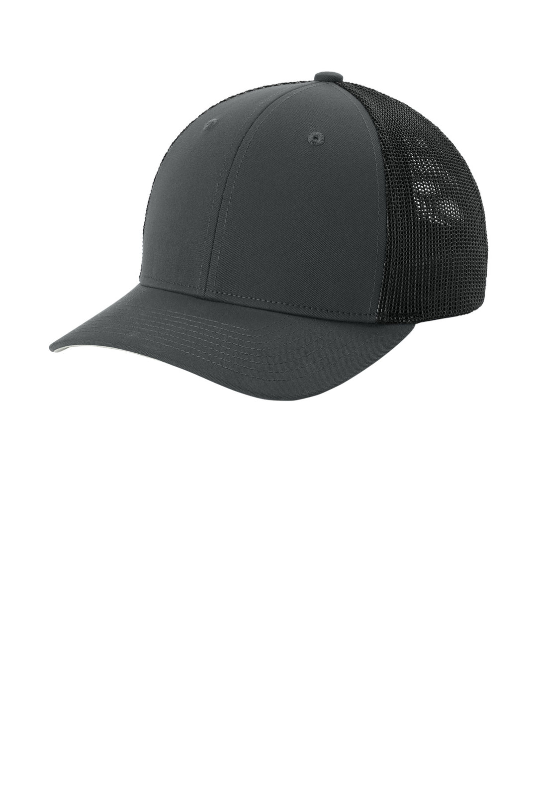 Sport-Tek Stretch-Tek Mesh Back Cap STC60 — Iron Grey/ Black — front