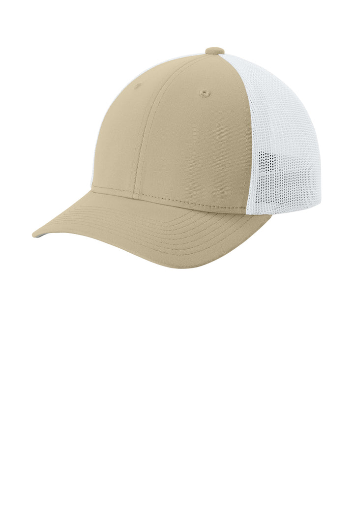 Sport-Tek Stretch-Tek Mesh Back Cap STC60 — Sahara/ White — front