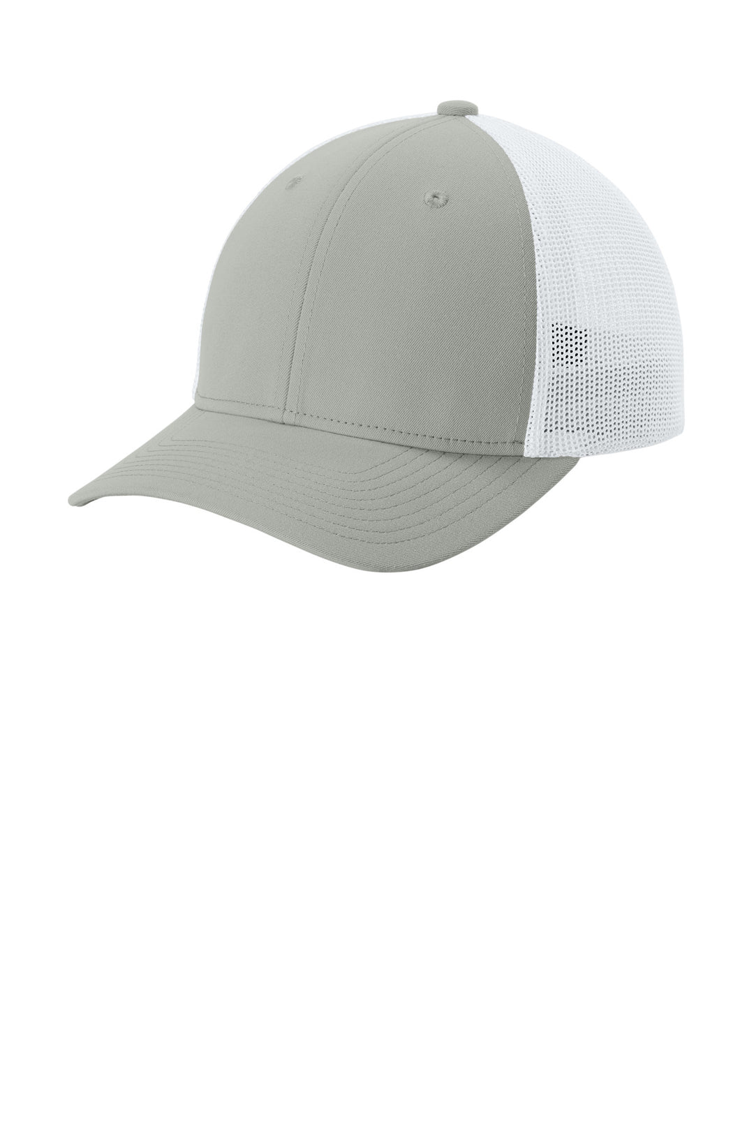 Sport-Tek Stretch-Tek Mesh Back Cap STC60 — Silver/ White — front