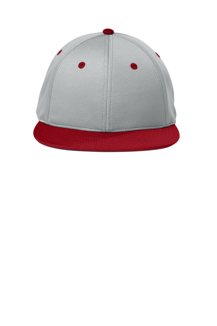 Sport-Tek Impact Mesh Stretch-Tek Cap STC70 — Silver/ Deep Red/ Silver — front
