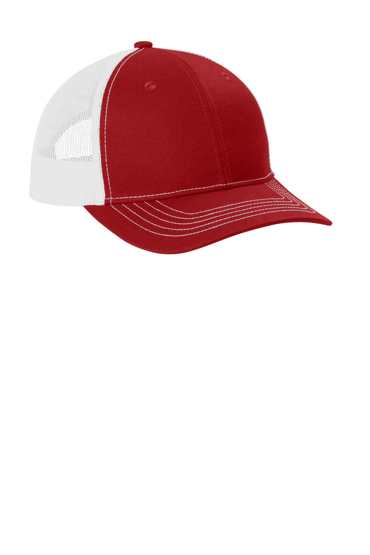Port Authority Youth Snapback Trucker Cap YC402 — Flame Red/ White — front