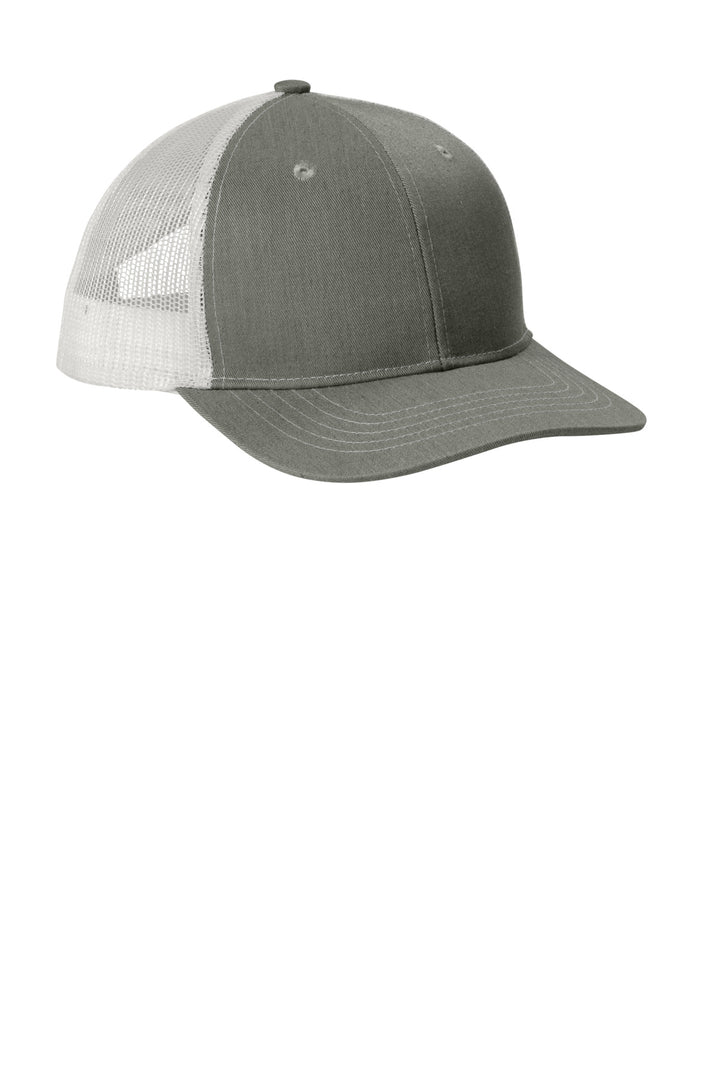 Port Authority Youth Snapback Trucker Cap YC402 — Heather Grey/ White — front