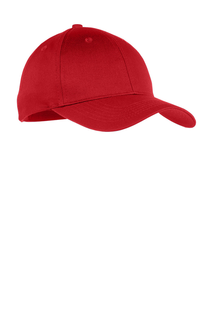 Port Authority Youth Six-Panel Twill Cap.  YCP80 — True Red — front