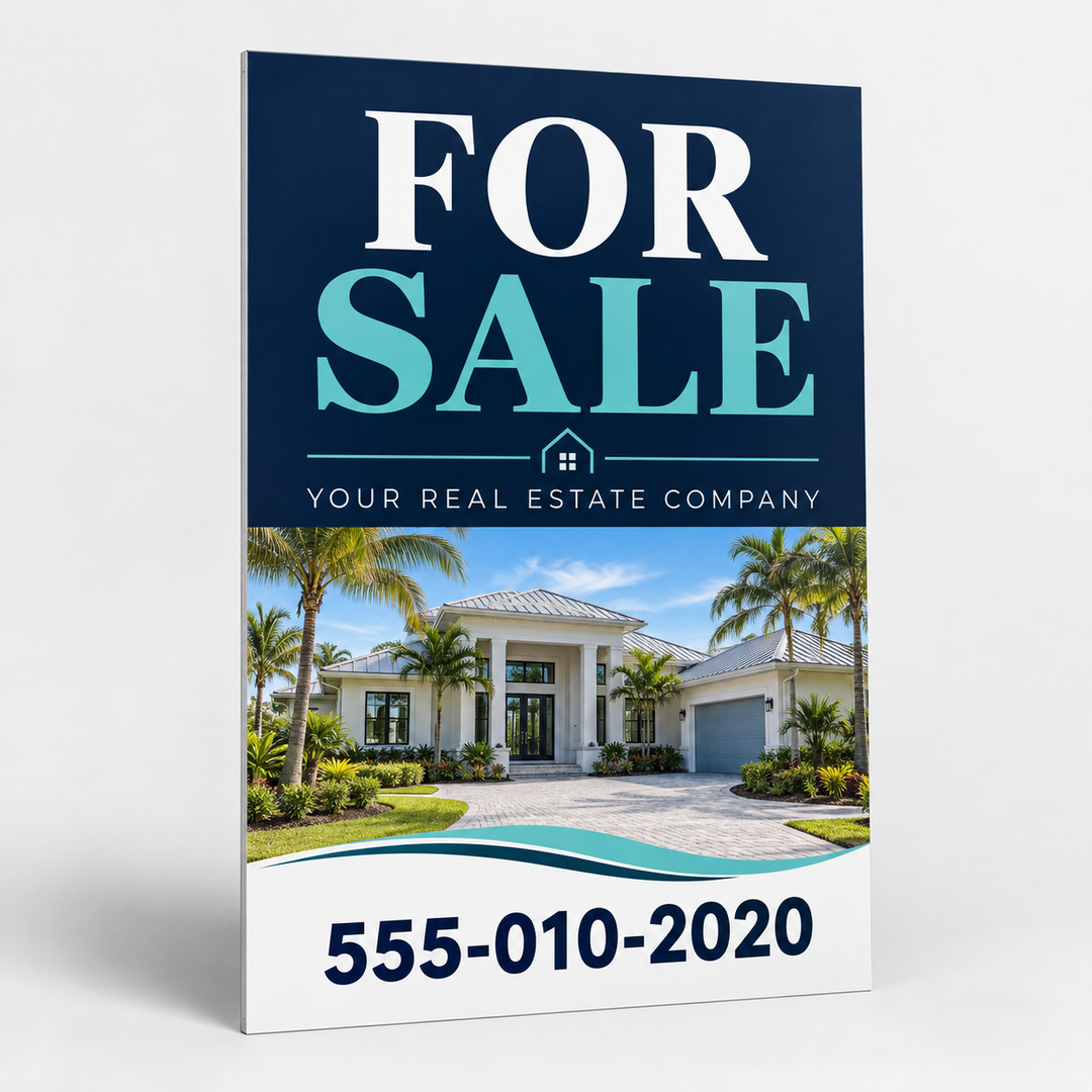 Generic real estate example on a 24 by 36 inch aluminum metal sign