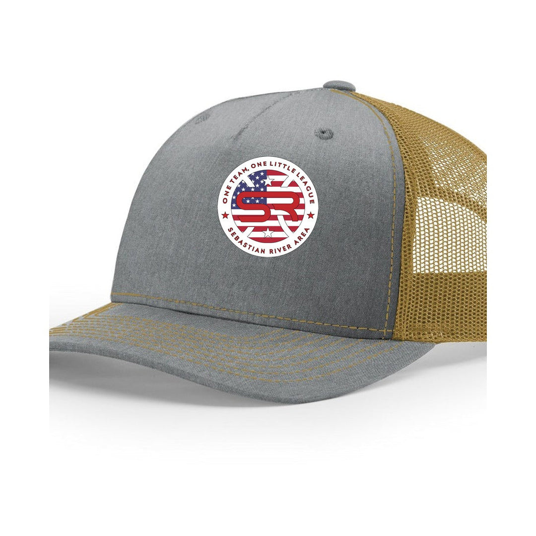 SRALL 112FP | Heather Grey/ Amber Gold | Center Embroidery