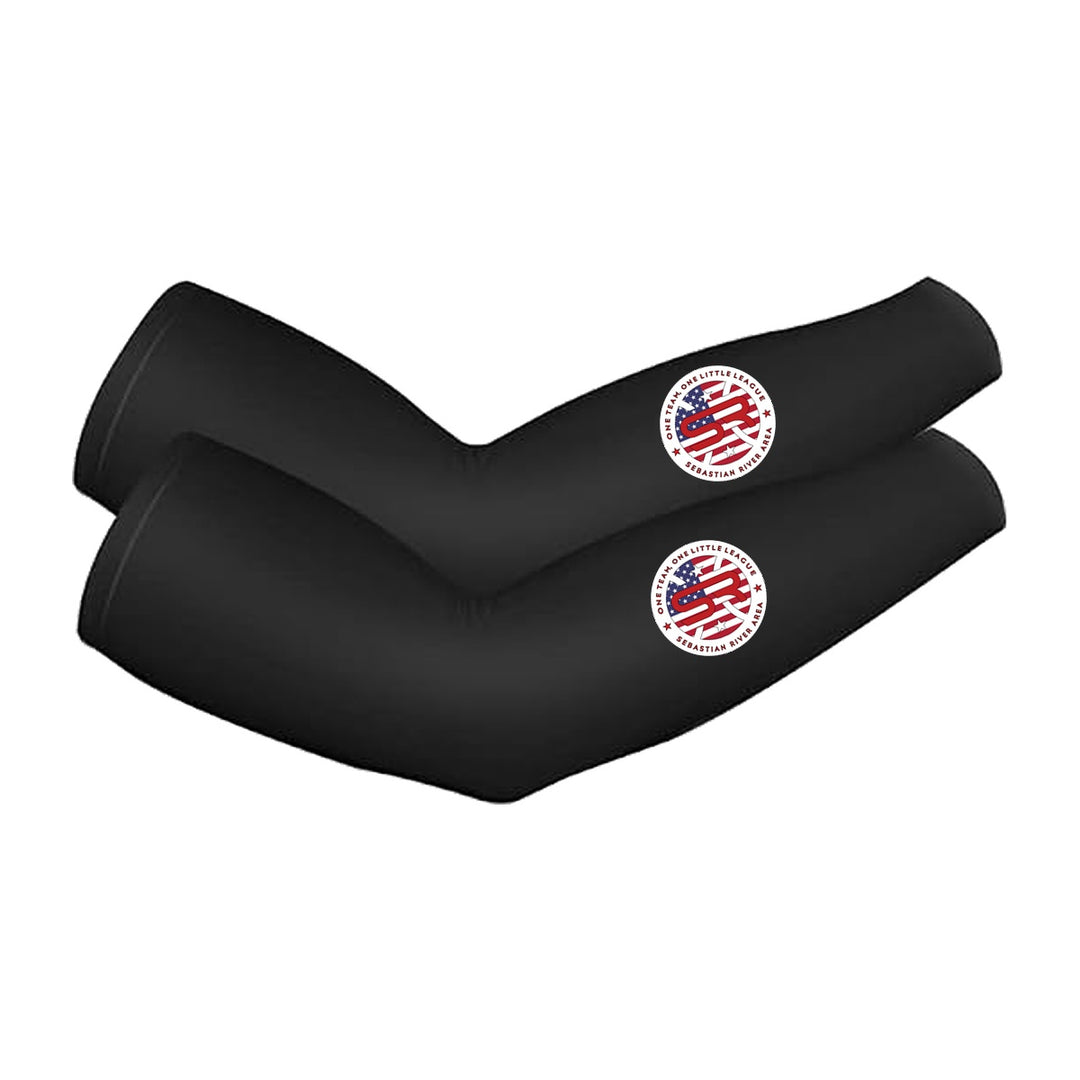SRALL cooling arm sleeves pair | Black | Circle logo on both sleeves — number 12 is an example