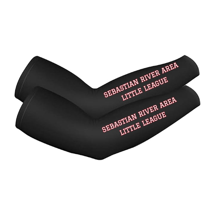 SRALL cooling arm sleeves pair | Black | Athletic league text on both sleeves — number 12 is an example
