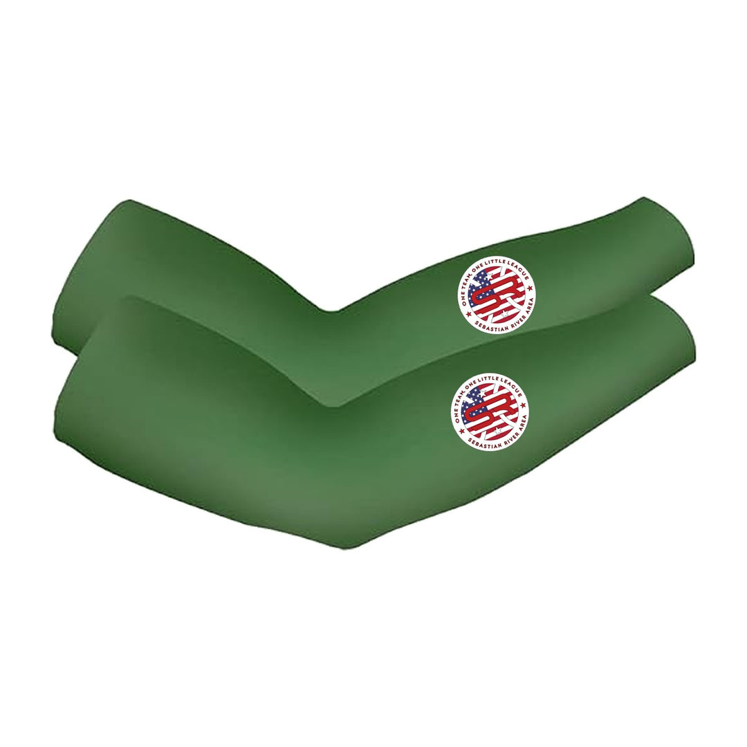 SRALL cooling arm sleeves pair | Forest Green | Circle logo on both sleeves — number 12 is an example