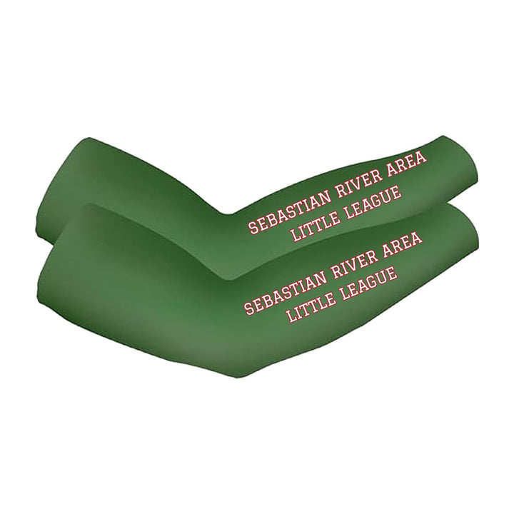 SRALL cooling arm sleeves pair | Forest Green | Athletic league text on both sleeves — number 12 is an example