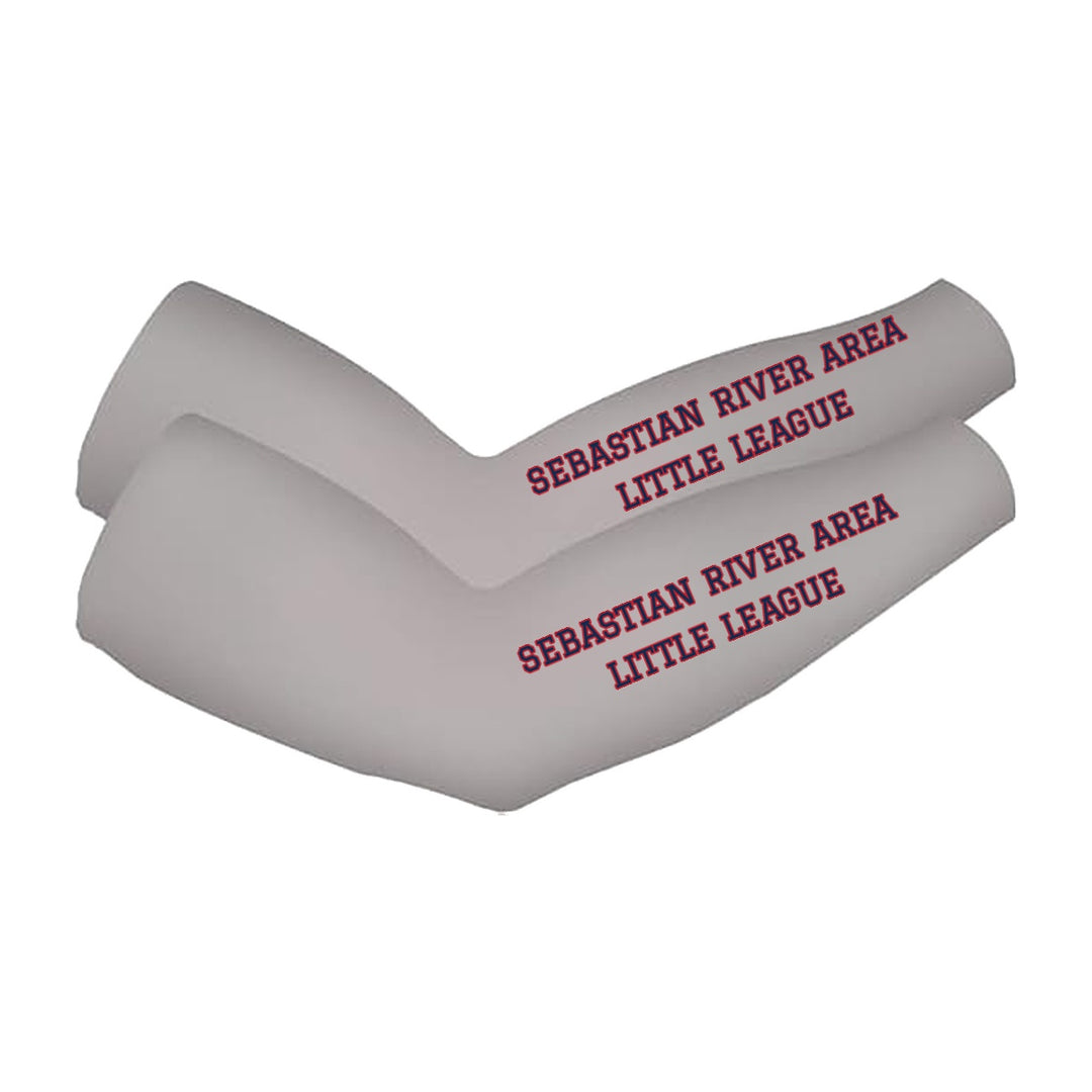 SRALL cooling arm sleeves pair | Grey | Athletic league text on both sleeves — number 12 is an example