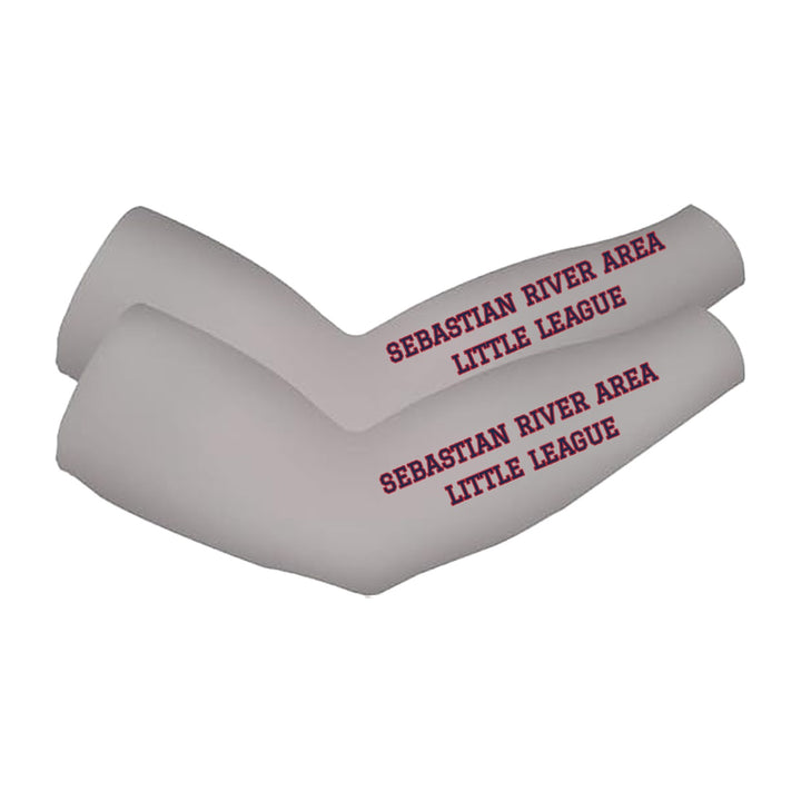 SRALL cooling arm sleeves pair | Grey | Athletic league text on both sleeves — number 12 is an example