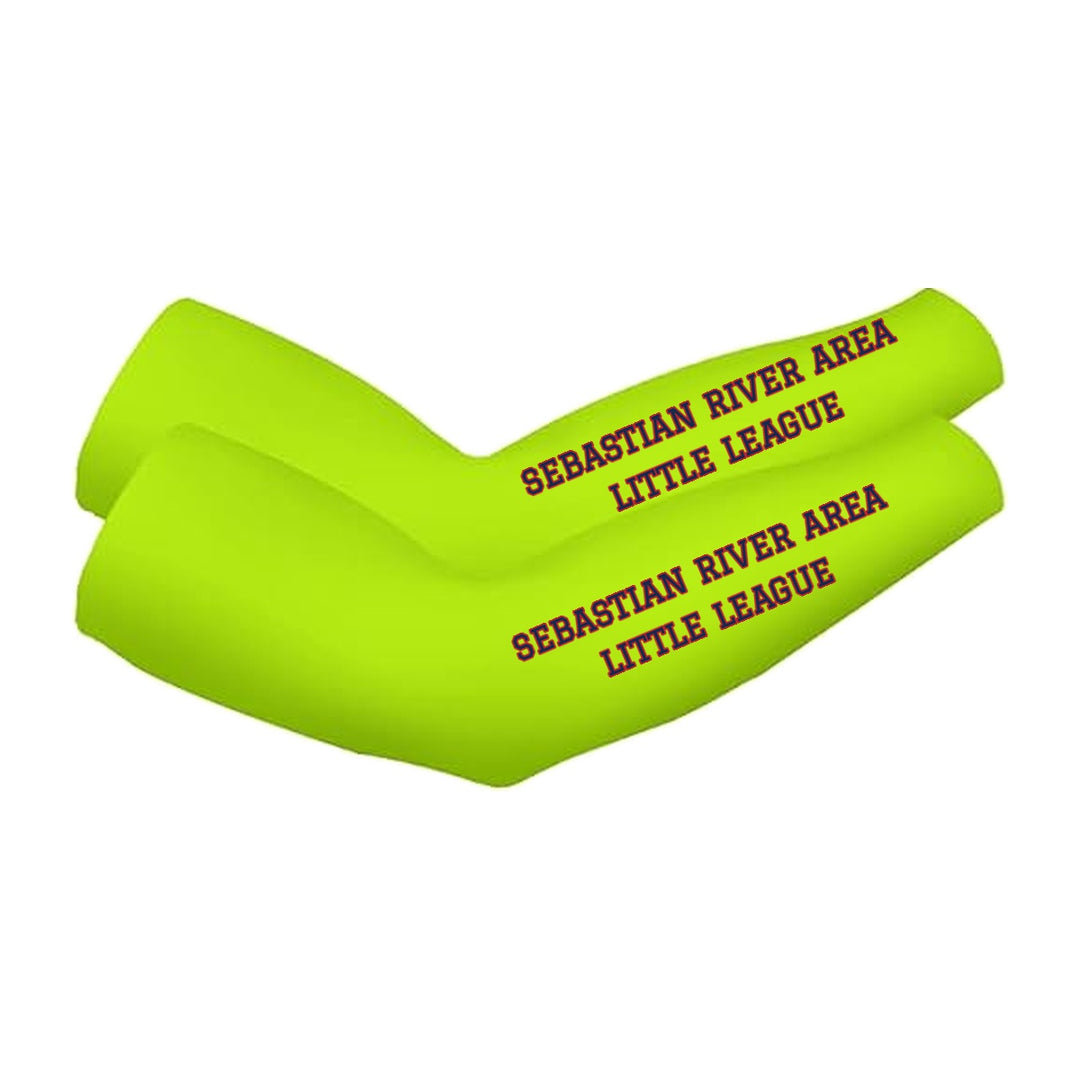 SRALL cooling arm sleeves pair | Lime | Athletic league text on both sleeves — number 12 is an example