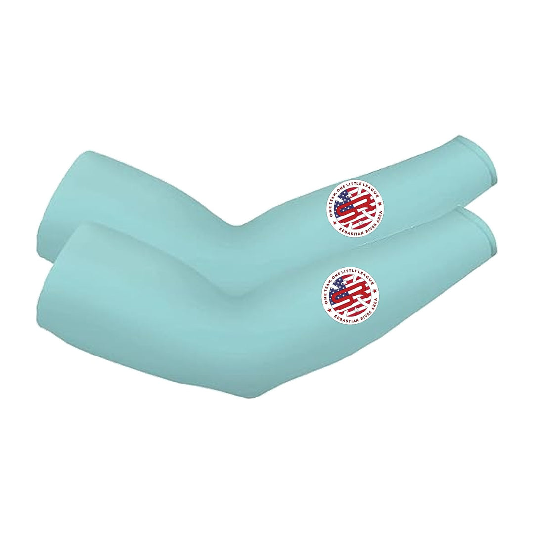 SRALL cooling arm sleeves pair | Mint | Circle logo on both sleeves — number 12 is an example