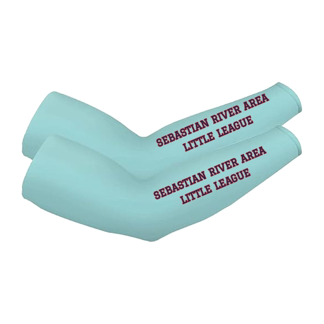 SRALL cooling arm sleeves pair | Mint | Athletic league text on both sleeves — number 12 is an example
