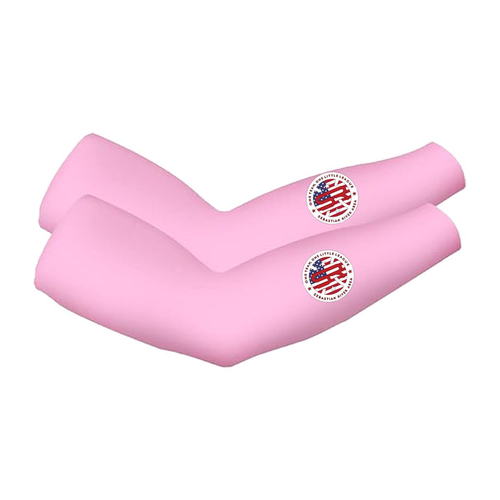SRALL cooling arm sleeves pair | Pink | Circle logo on both sleeves — number 12 is an example