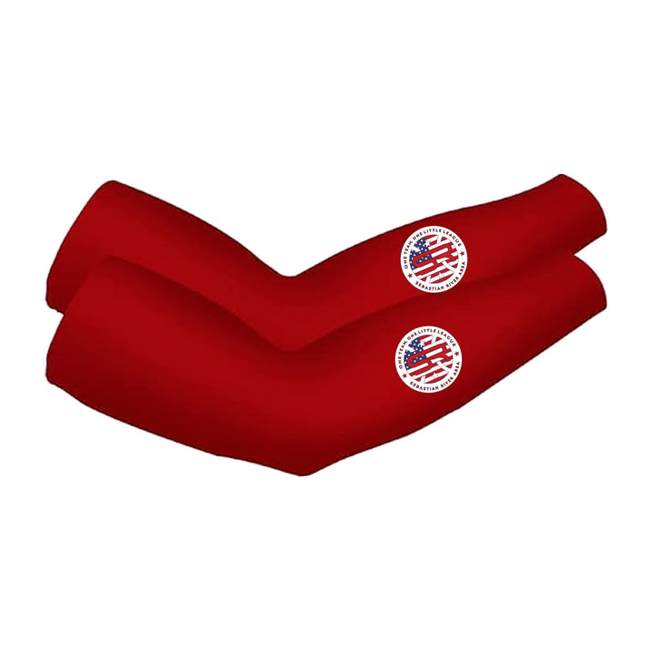 SRALL cooling arm sleeves pair | Red | Circle logo on both sleeves — number 12 is an example