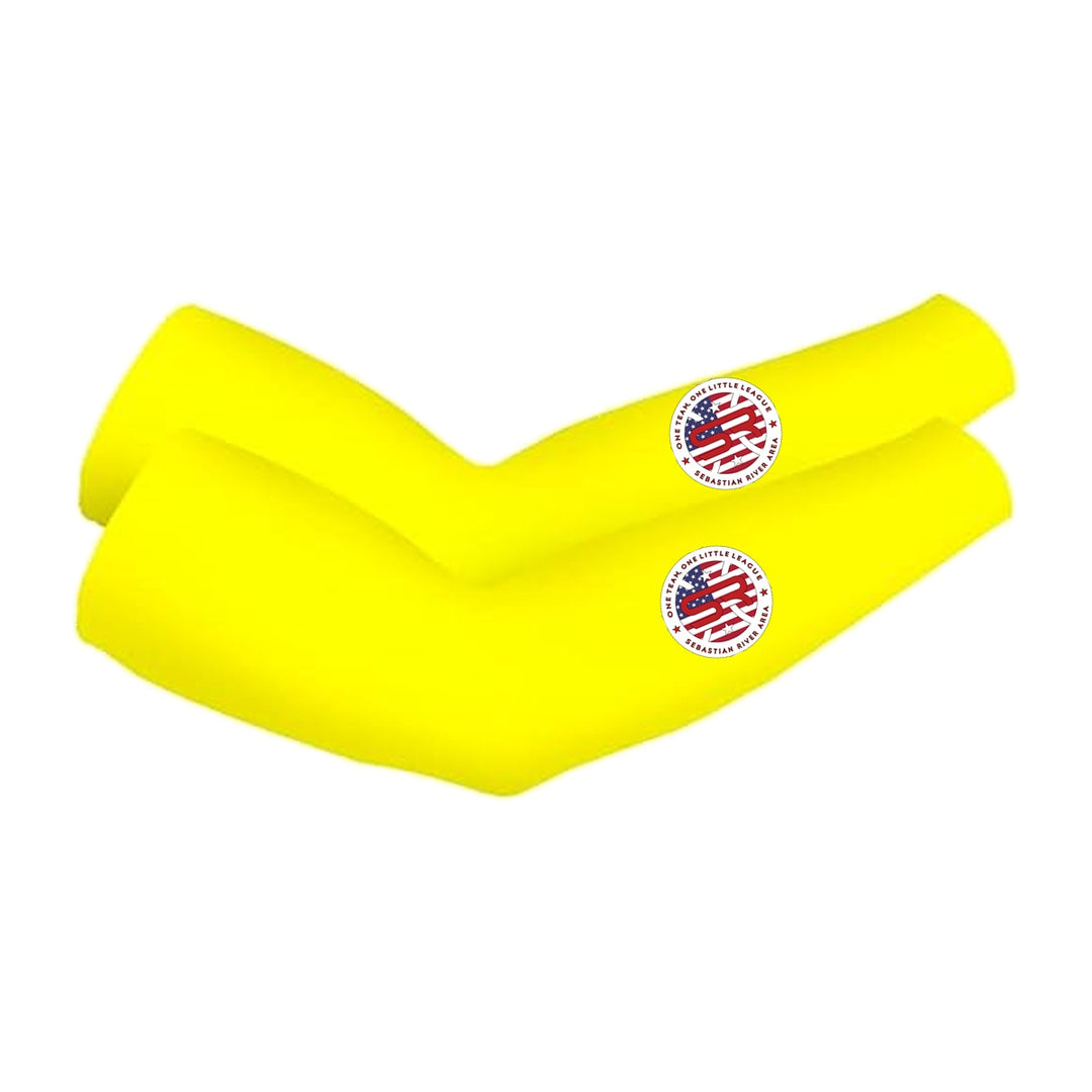 SRALL cooling arm sleeves pair | Yellow | Circle logo on both sleeves — number 12 is an example